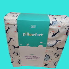 Pillowfort Microfiber 3 Piece Sheet Set BLUE/ TWIN SHARKS NEW  4253