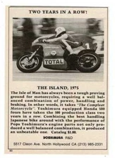 1975 YOSHIMURA R&D Engine Parts Honda 500 motorcycle Isle of Man Vintage Ad