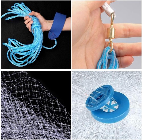 NEW 6/8/10/12/16FT Nylon Fishing Hand Cast Net Bait shrimp Easy Throw 1/2'' Mesh - Picture 5 of 8