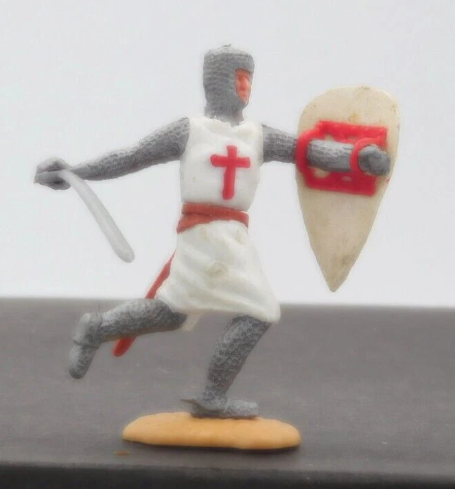 Lot 3 Figurines Timpo Toys Swoppets - Chevaliers Croisés Moyen Âge Avec Lance