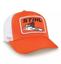 STIHL Chainsaw Patch Hat Snapback Mesh Trucker Orange Cap NEW