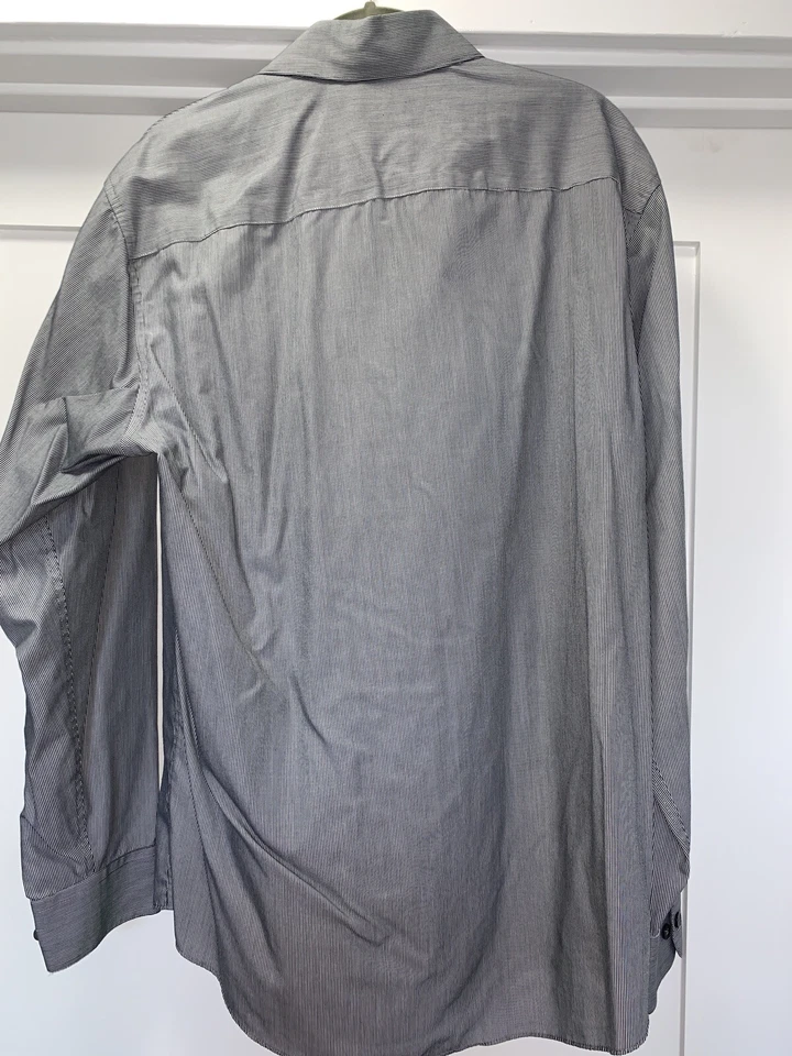 Camisa de vestir Material London 100 % algodón a rayas para hombre 15,5-34/35 M ligeramente usada Foto 3 de 4