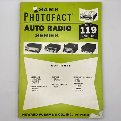 #ad Sams Photofact Auto Radio Series Vol 119 April 1972 AR 119 Cartape Automatic $8.95