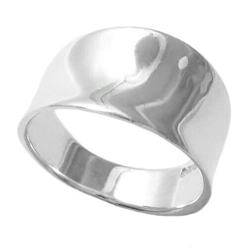925 Sterling Silver Elegant Inverted Polished Cigar Band Ring - Picture 1 of 2