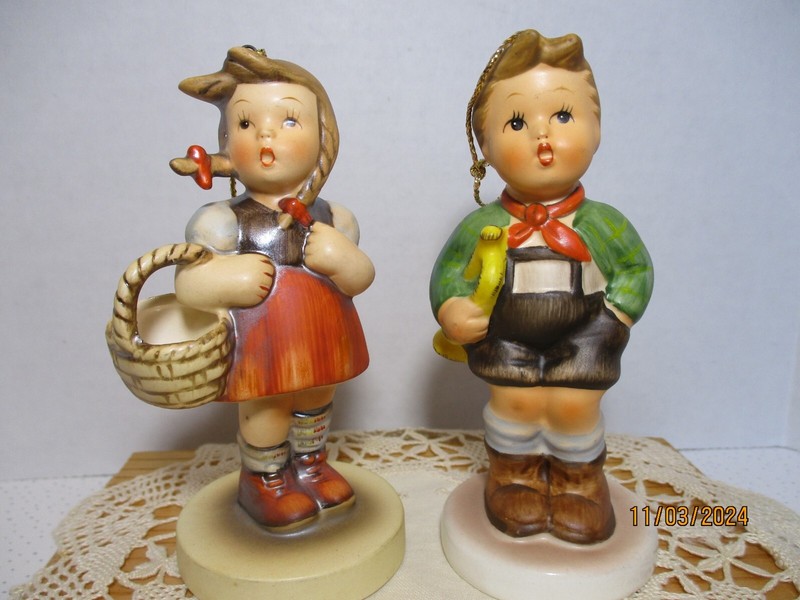 Vintage Schmid / Hummel Boy & Girl Christmas Ornaments