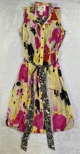 Anthropologie Tabitha Dress Womens 2 100% Silk Sleeveless Colorful Floral Belted