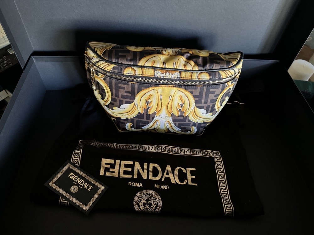 Fendi x Versace Fendace Gold Black Baroque Belt Bag SOLD OUT