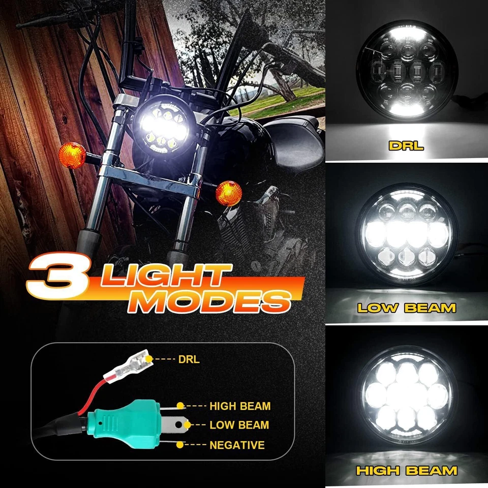 Hot 80W 5.75" LED Headlight for Harley Dyna Super Wide Glide Low Rider Sportster - Image 2 of 4