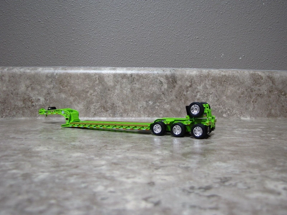DCP 1/64 Lime Green Fontaine Tri-Axle Detachable Lowboy Flip Axle Trailer Toy - Image 2 of 3