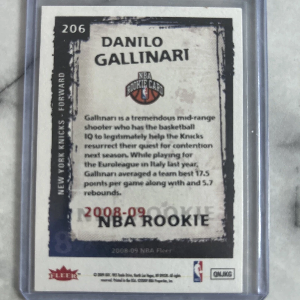 2008-09 Fleer - #206 Danilo Gallinari (RC) - Image 2 of 2