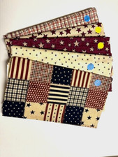 Lot 5 pcs Quilt Fabric- 3 yds - Patriotic - Americana - 4th July motifs