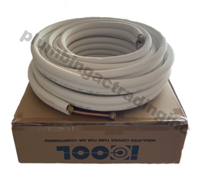 ICOOL 50Ft 1/4'' X 1/2'' Ductless Split AC Connection Line Set For All Refrigerant