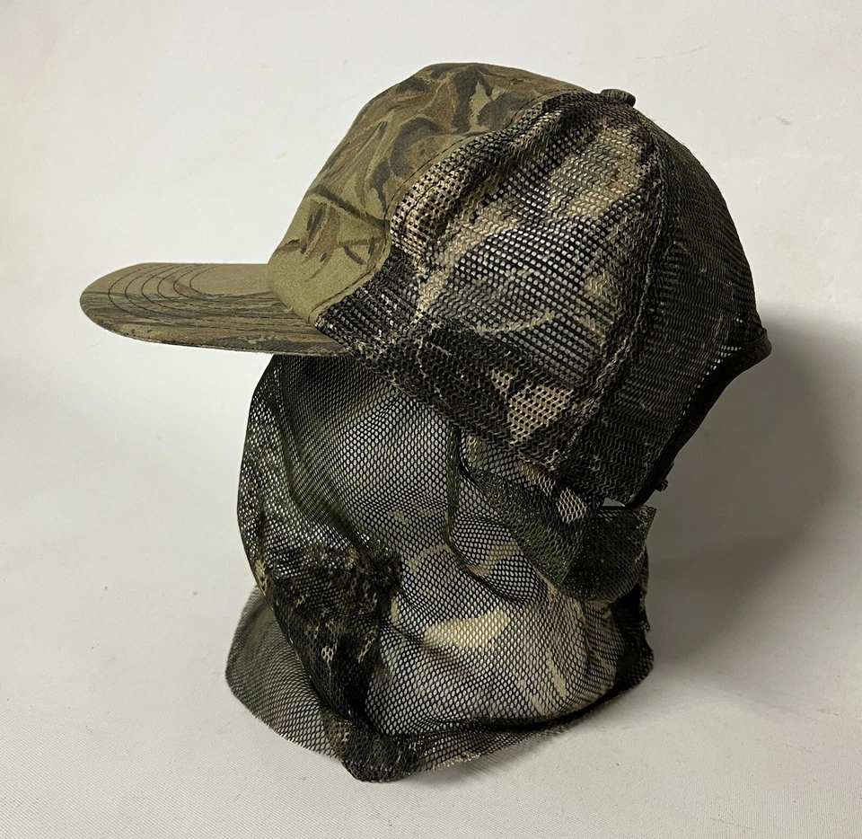 Vintage Camo Camouflage Hunting Mosquito Net Facemask Snapback Hat - Made in USA - Изображение 4 из 4