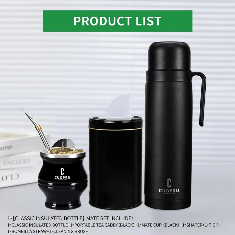 Kit de yerba mate con calabaza, botella aislante, bombilla y juego de limpieza Foto 4 de 4