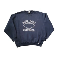 Vtg Russell Athletic Sweatshirt Mens Large Blue Crewneck Blue Dons Football 90s