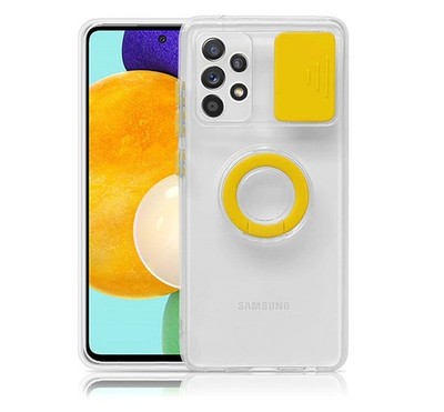 Case For Samsung A72 5G - Yellow Case With Camera Protection Hand Ring
