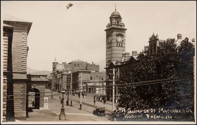 RPPC, A Glimpse Of Macovare St, Hobart, Tasmania, Old Car--Postcard R388