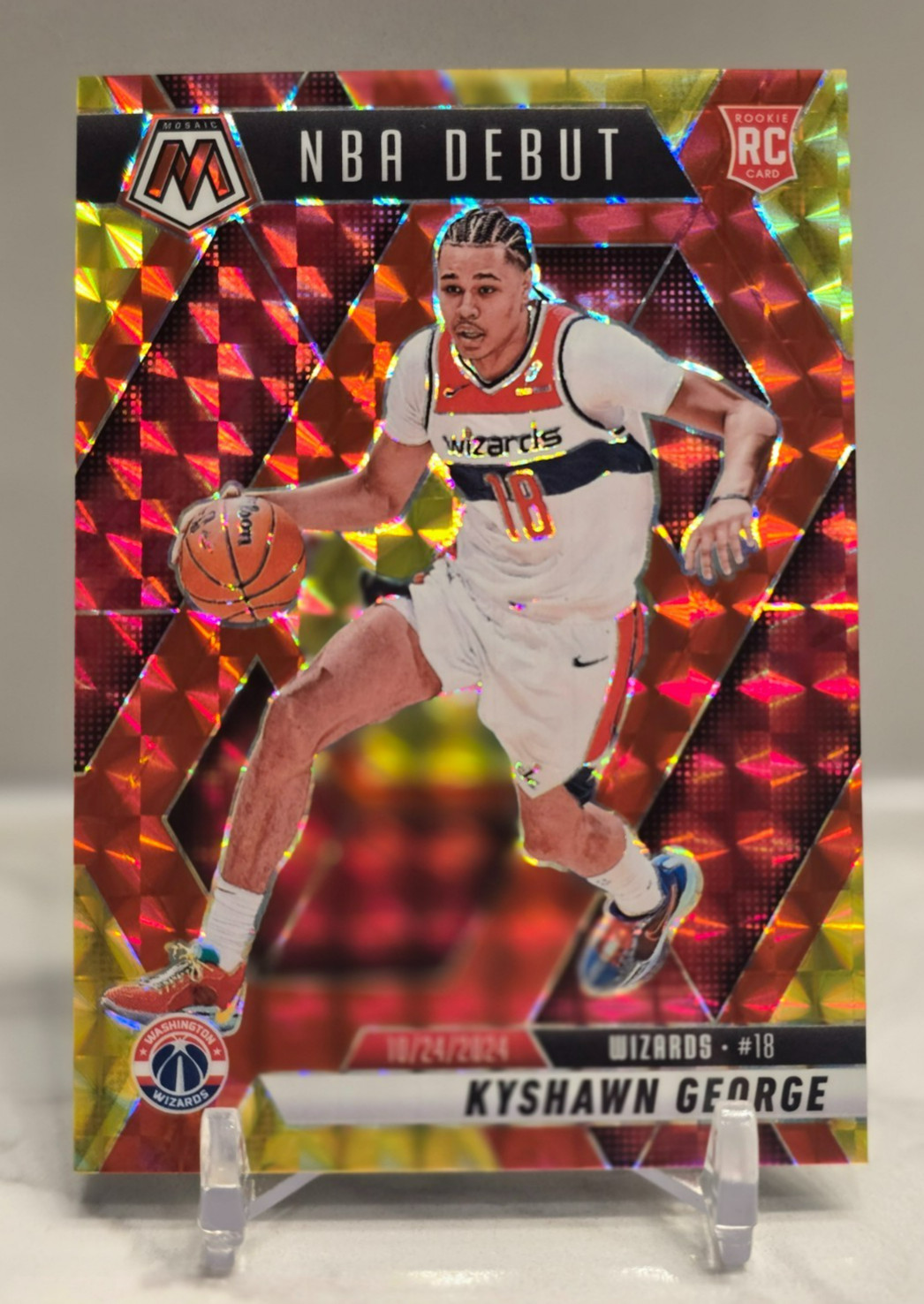 2024-25 Mosaic KYSHAWN GEORGE Rookie NBA Debut Fusion Red & Yellow Prizm /75 RC