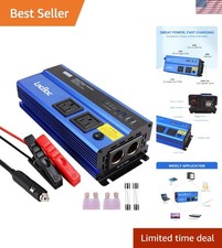 Portable 1000W Power Inverter - Dual AC Outlets Fast USB Charging for Vehicles