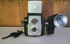 Vtg Kodak Brownie Starflex Camera W Carrying Strap  Flash Attachment USA