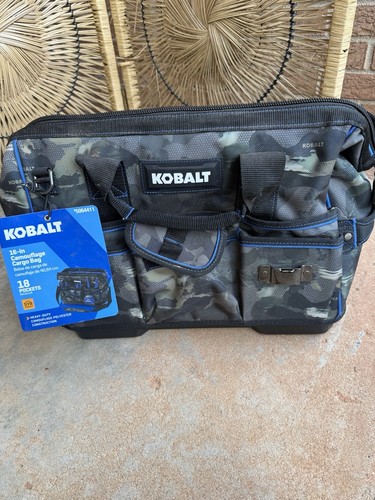 Kobalt 16 inch Hard Bottom Tool Bag, Waterproof Base, 18 Pockets Camo Print