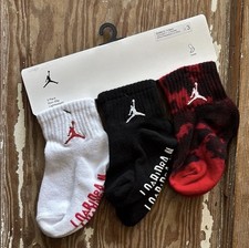 Nike Air Jordan No Slip Socks 3 Pair Toddler 2-4 Years Old Black Red White New