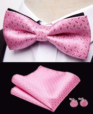 Vintage Men Cufflinks Handkerchiefs Bowtie Sets 3pcs Jacquard Floral Paisley