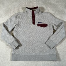 Patagonia Organic Cotton Quilt Snap-T Pullover Women's S Gray Mock Neck READ