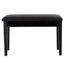PU Leather Simple Piano Bench Soft Double Duet Seat Wood Storage Black