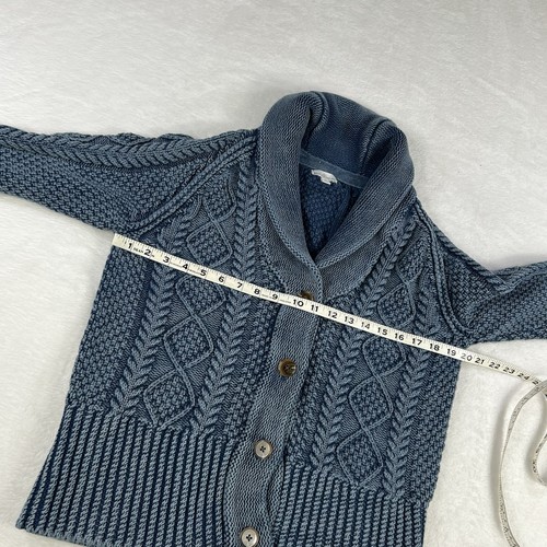 LL Bean Signature Chunky Knit Fisherman Shawl Collar Cardigan Sweater Medium - Picture 5 of 6