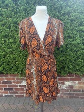 Karen Millen Brown Orange Snake Print Short Wrap Dress Size Uk 10 Blogger