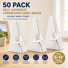 50 Pack Self-Adhesive Cardboard Easel Backs 5-15 Inch Double Wing Stand