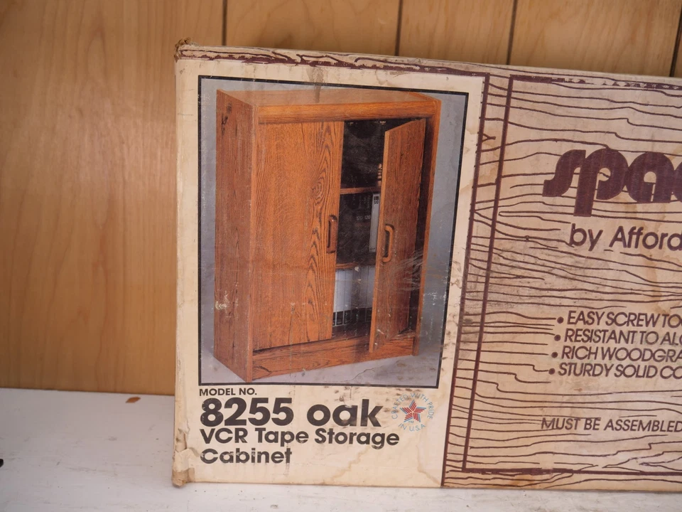 Vintage 1980s VHS Storage Cabinet Wood Veneer Space Mates Large 8255 NEW - Image 2 of 4