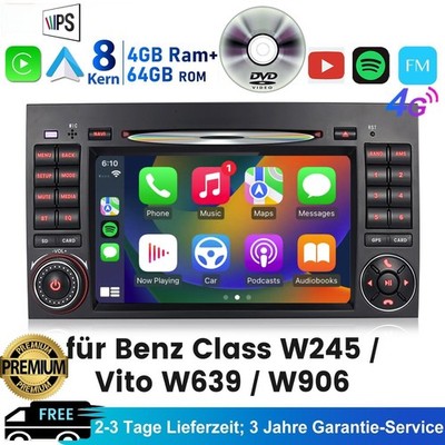 8Kern Android 15 64G DVD Autoradio Für Mercedes A/B Klasse W169 W639 W245 GPS CD