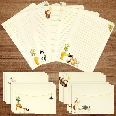 36 PCS Writing Paper and Envelopes Set, Warm Cute Cat Themed Stationary Set Desi