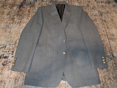 Vintage Diamond's Gray Blazer Gold Crest Buttons Made in USA Sport Coat