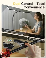 ONEMIX 42" LED Desk Lamp with Clamp, Remote, Bright, Eye-Caring, Black