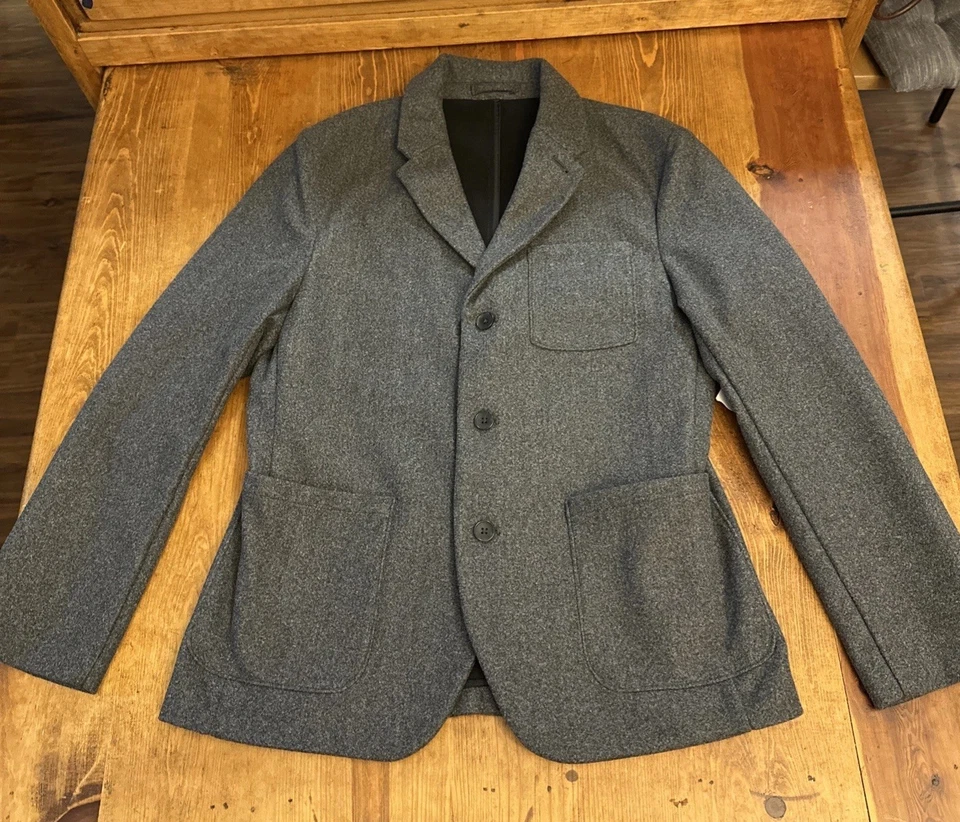 Chaqueta para tareas de mezcla de lana azul marino antigua para hombre grande negra carbón nueva con etiquetas Foto 2 de 4