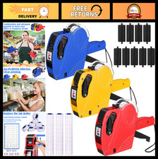 8-Digit Price Tag Gun Kit - 3 Pack with 12,000 Labels 9 Ink Rollers for Retail