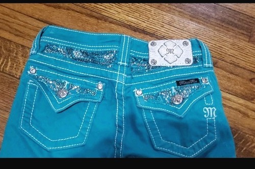 Miss Me Kids' Embellished Bootcut Jeans Size 8 Color Teal - Picture 5 of 5