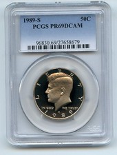 1989 S 50C Kennedy Half Dollar Proof PCGS PR69DCAM