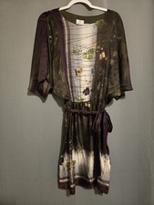 Suzi Chin Maggy Boutique Dress Floral Print Tie Waist Dolman Sleeve 10