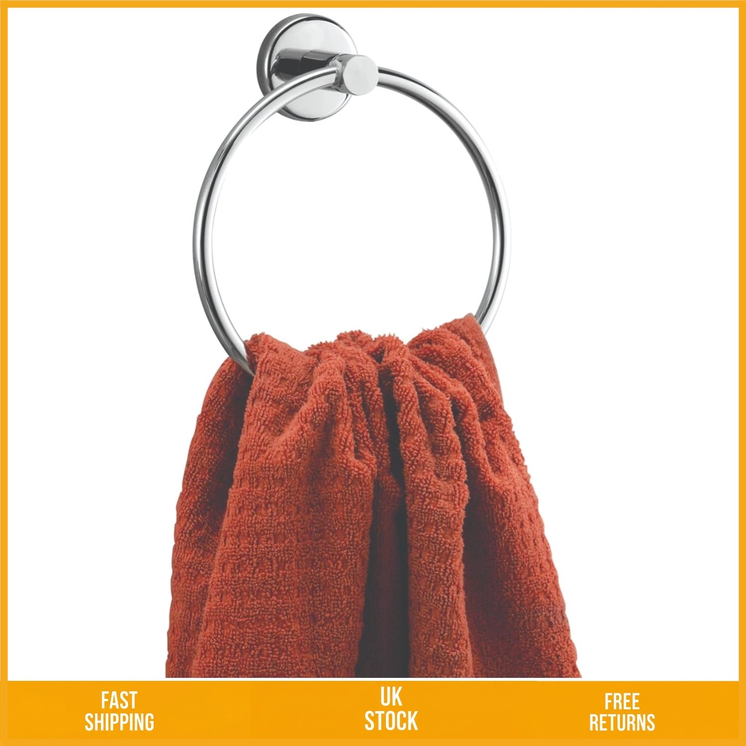 Polished Stainless Steel Chrome Bathroom Hand Towel Ring Hanger Holder 17cm
