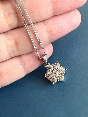 2 kt Diamant Diamant Collier Gänseblümchen Cluster 9 kt in Weißgold 18 Zoll Kette