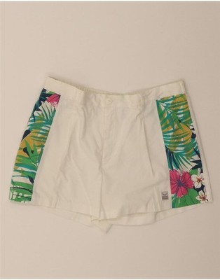 TRIGEMA Womens High Waist Casual Shorts IT 54 2XL W36 White Floral CP02