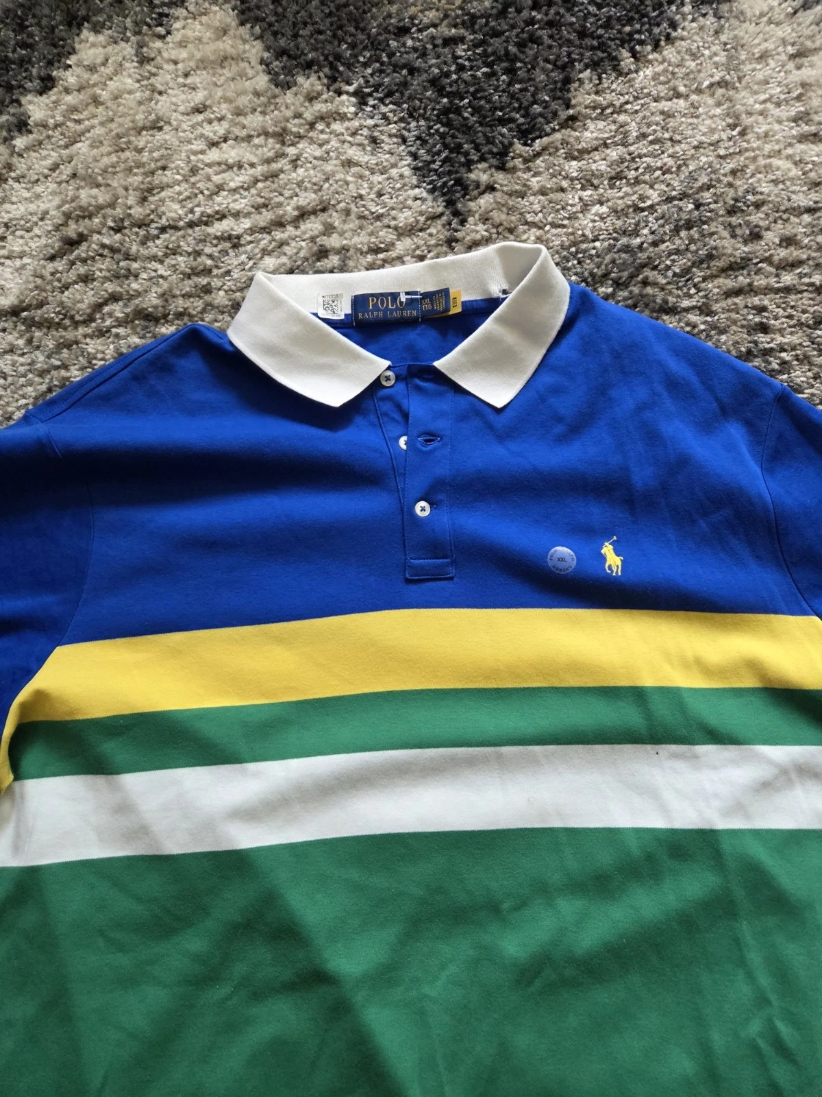 Polo Ralph Lauren Mens SZ 2xl Blue &green Polo Shirt Short Sleeve