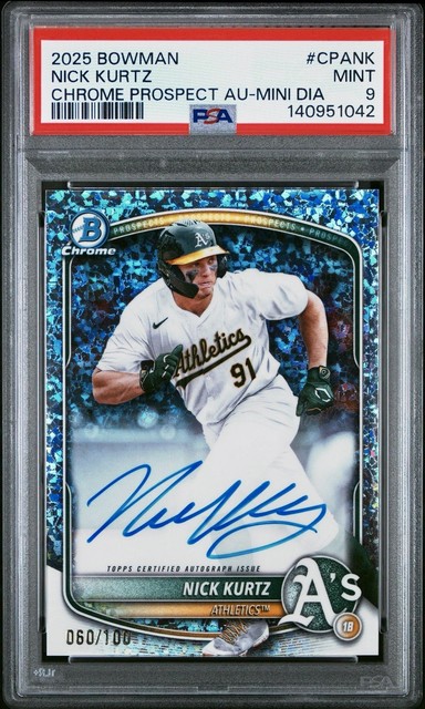 Nick Kurtz 2025 Bowman Bowman Chrome Prospect Autographs Mini-Diamond Refractor