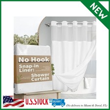 No Hook Slub Textured Shower Curtain with Snap-in PEVA Liner Set - 71" x 74" 72"