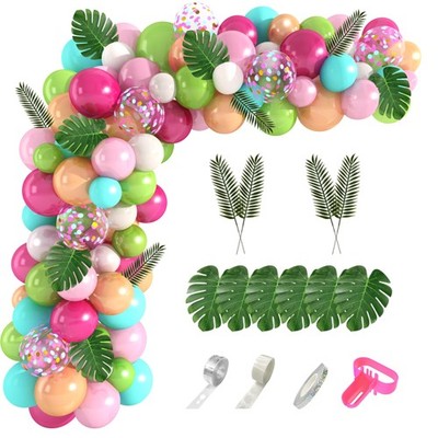 151PCS Tropical Balloons Arch Garland Kit, Green Hot Pink Confetti Latex Ball...