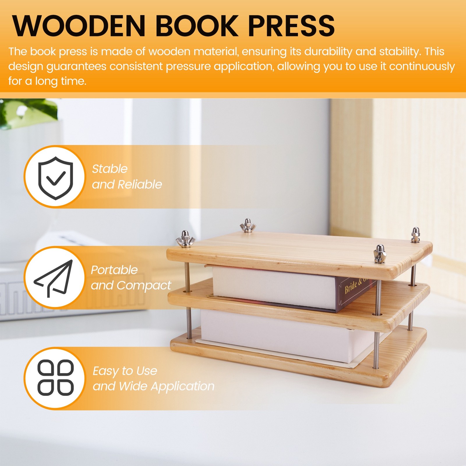 Wooden Book Press Binding Tool Multi-Purpose Book Press Book Clamp Home1168 view 2